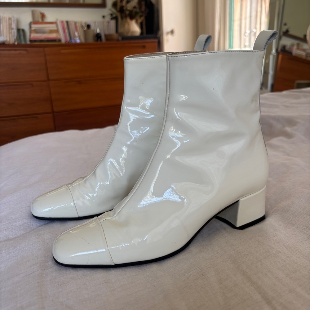 White Patent Carel Ankle Boots